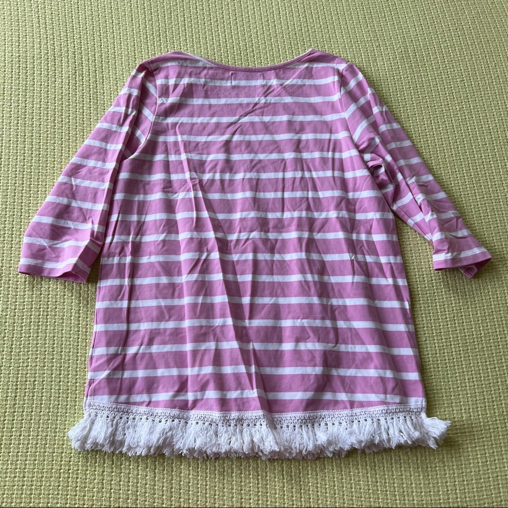 EUC striped top with fringe on the bottom - Picture 2 of 3